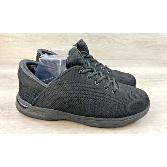 Zeba Hands Free Men's US 10.5 Black Mesh Lace Up Round Toe Athletic Sneaker Shoe